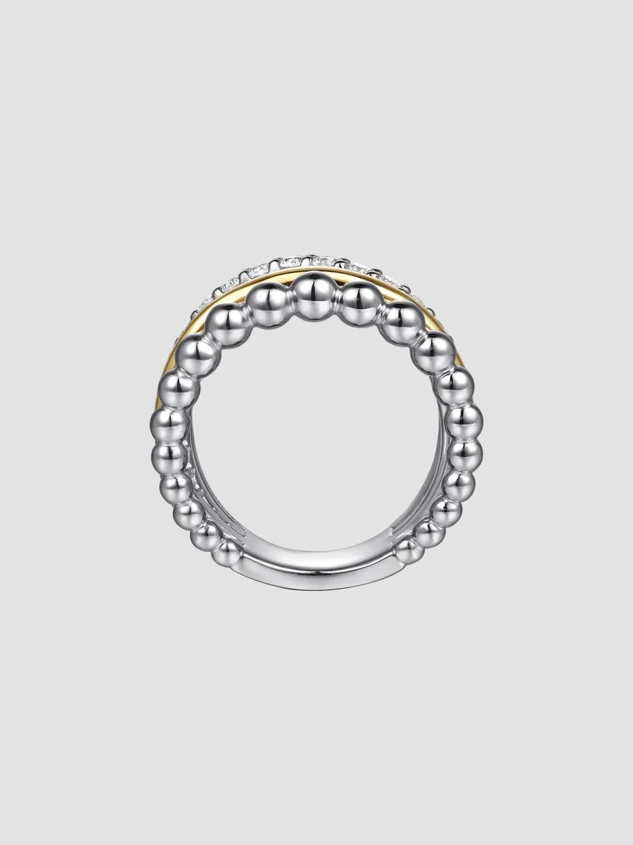 Gabriel & Co Women's Sterling Silver, 14K Yellow Gold & White Sapphire Multi-Band Ring | Thumbnail 5 Gabriel & Co Women's Sterling Silver, 14K Yellow Gold & White Sapphire Multi-Band Ring | Thumbnail 5