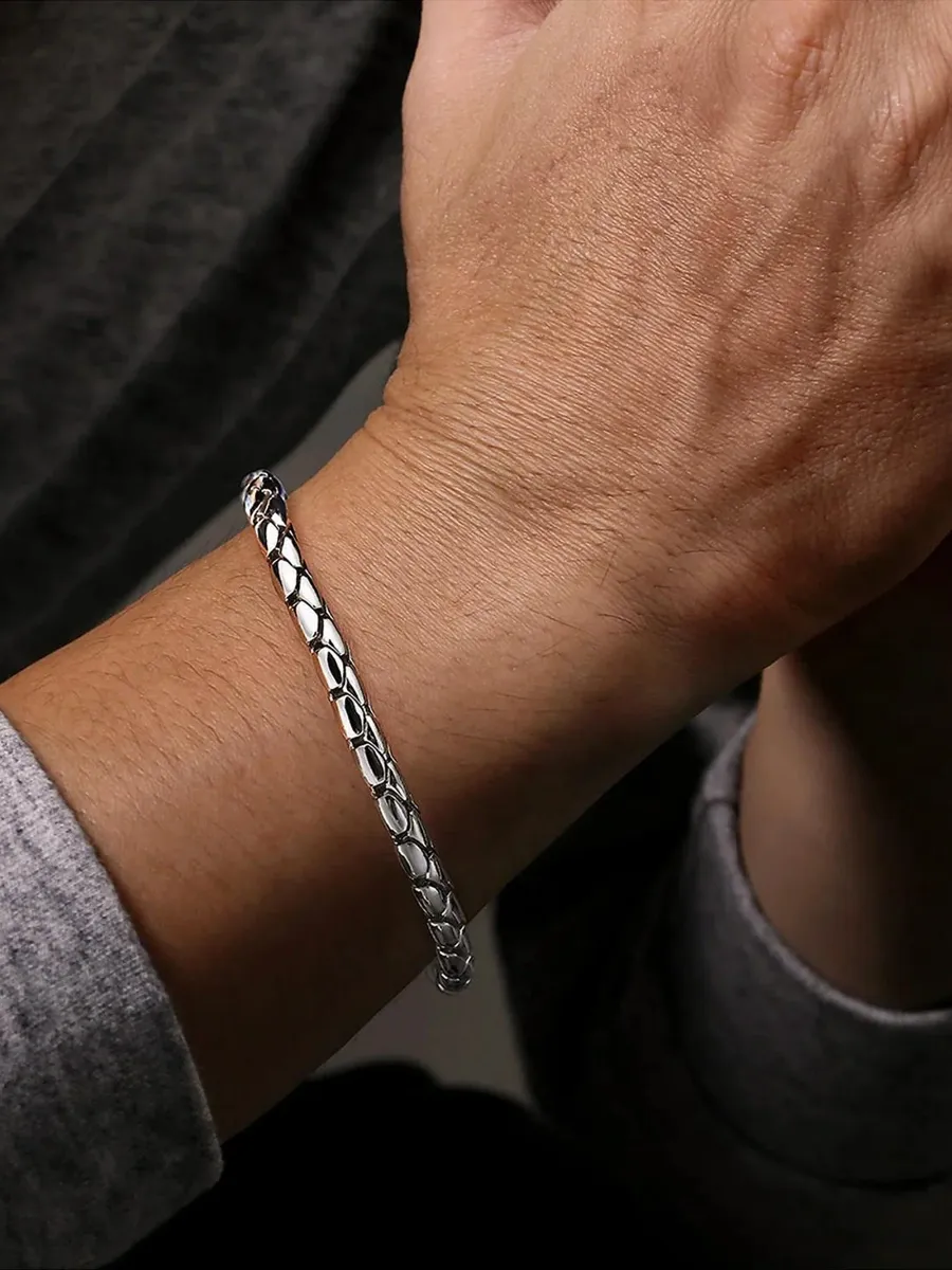 Gabriel & Co Men's Classic Sterling Silver Tubular Chain Bracelet/6MM | Thumbnail 2 Gabriel & Co Men's Classic Sterling Silver Tubular Chain Bracelet/6MM | Thumbnail 2