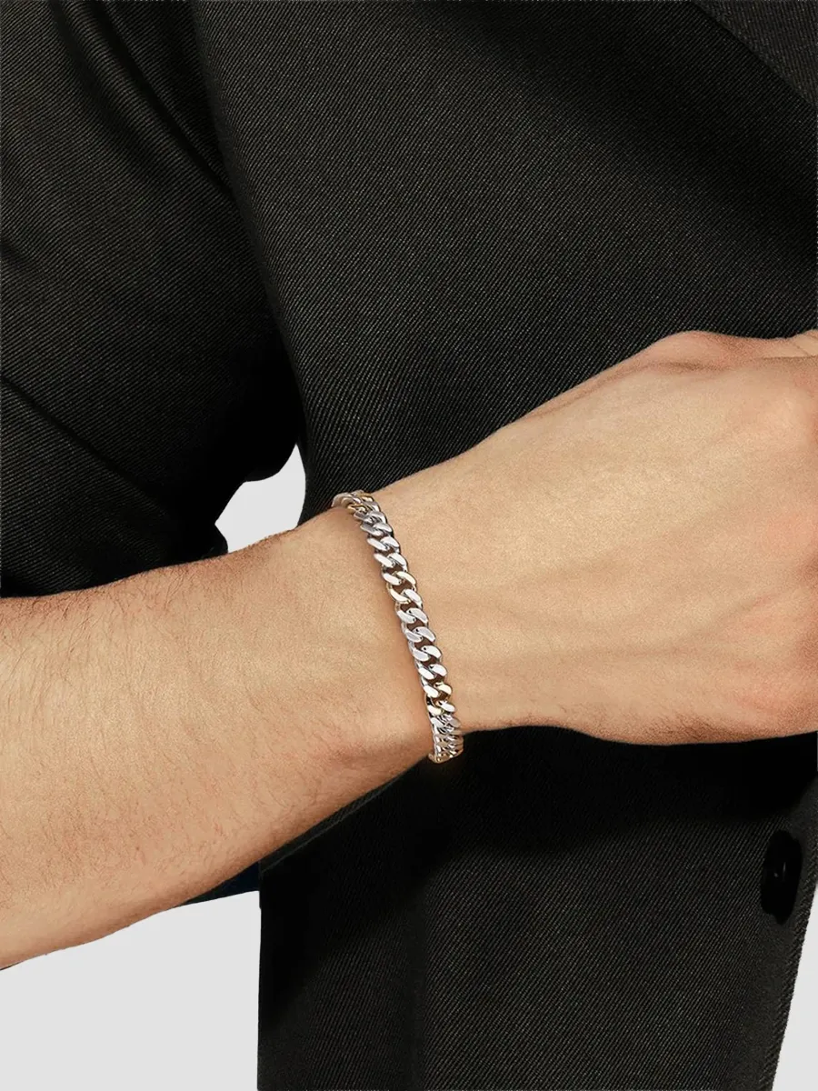 Gabriel & Co Men's Classic Sterling Silver & 14K Yellow Gold Cuban Chain Bracelet/7MM | Thumbnail 2 Gabriel & Co Men's Classic Sterling Silver & 14K Yellow Gold Cuban Chain Bracelet/7MM | Thumbnail 2