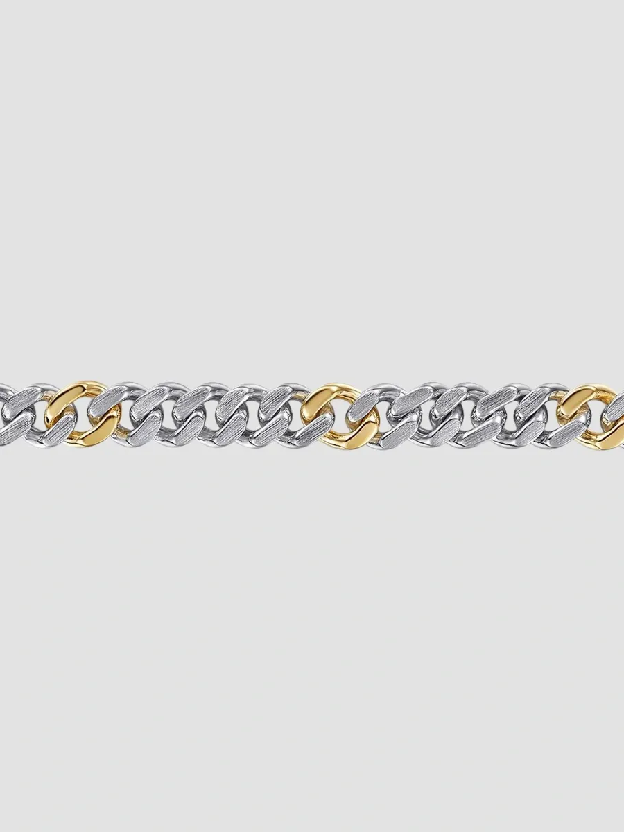 Gabriel & Co Men's Classic Sterling Silver & 14K Yellow Gold Cuban Chain Bracelet/7MM | Thumbnail 3 Gabriel & Co Men's Classic Sterling Silver & 14K Yellow Gold Cuban Chain Bracelet/7MM | Thumbnail 3