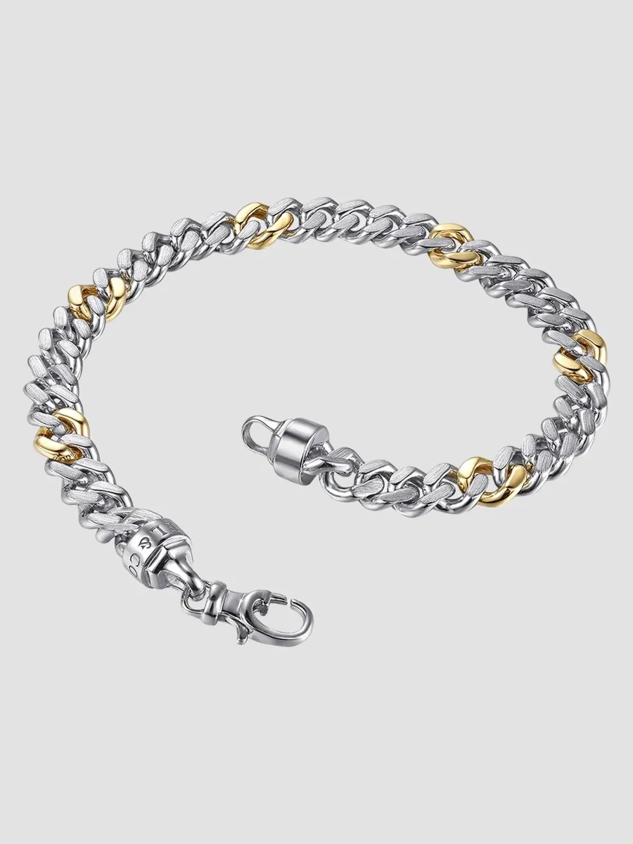 Gabriel & Co Men's Classic Sterling Silver & 14K Yellow Gold Cuban Chain Bracelet/7MM | Thumbnail 4 Gabriel & Co Men's Classic Sterling Silver & 14K Yellow Gold Cuban Chain Bracelet/7MM | Thumbnail 4