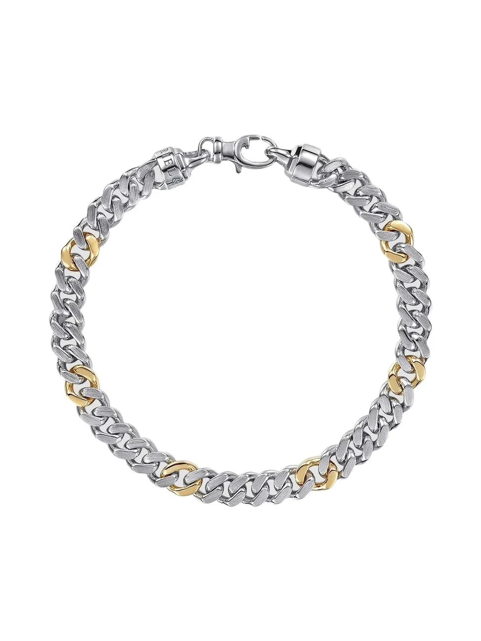 Gabriel & Co Men's Classic Sterling Silver & 14K Yellow Gold Cuban Chain Bracelet/7MM
