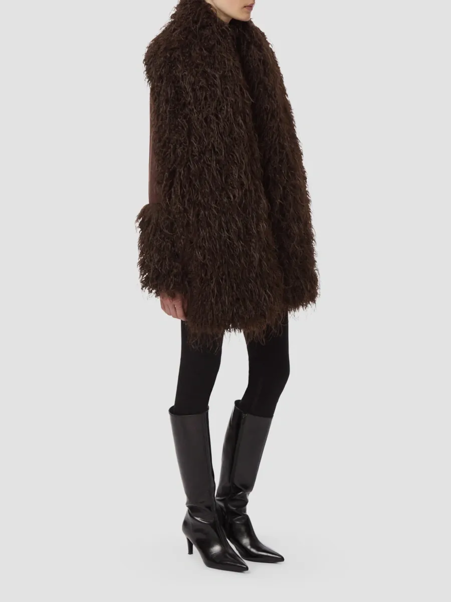 Apparis Women's Dame Faux-Mongolian Fur Shawl | Thumbnail 4 Apparis Women's Dame Faux-Mongolian Fur Shawl | Thumbnail 4