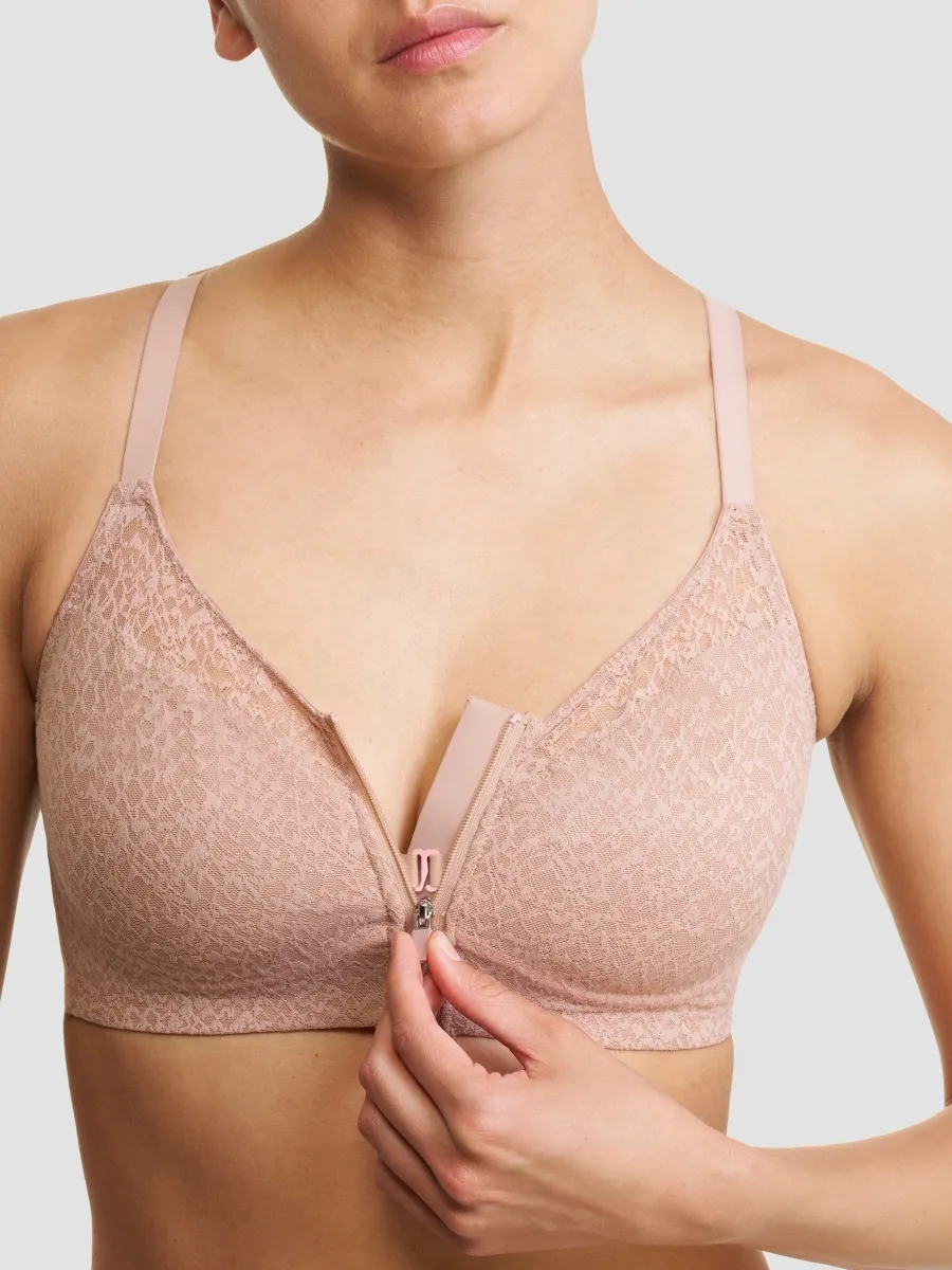 Natori Women's Pretty Smooth Zip Front Pocketed Mastectomy Wireless Bra | Thumbnail 4 Natori Women's Pretty Smooth Zip Front Pocketed Mastectomy Wireless Bra | Thumbnail 4