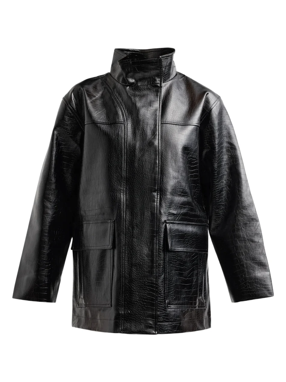 Apparis Women's Edie Croc-Embossed Faux Leather Parka