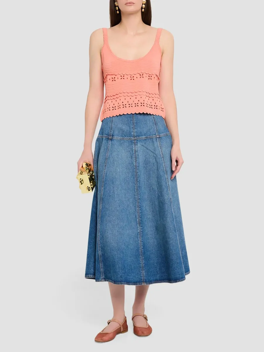 Ulla Johnson Women's Brigette Denim A-Line Midi Skirt | Thumbnail 2