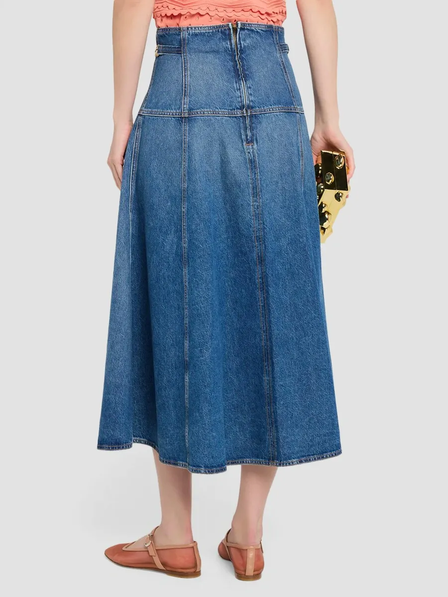 Ulla Johnson Women's Brigette Denim A-Line Midi Skirt | Thumbnail 3