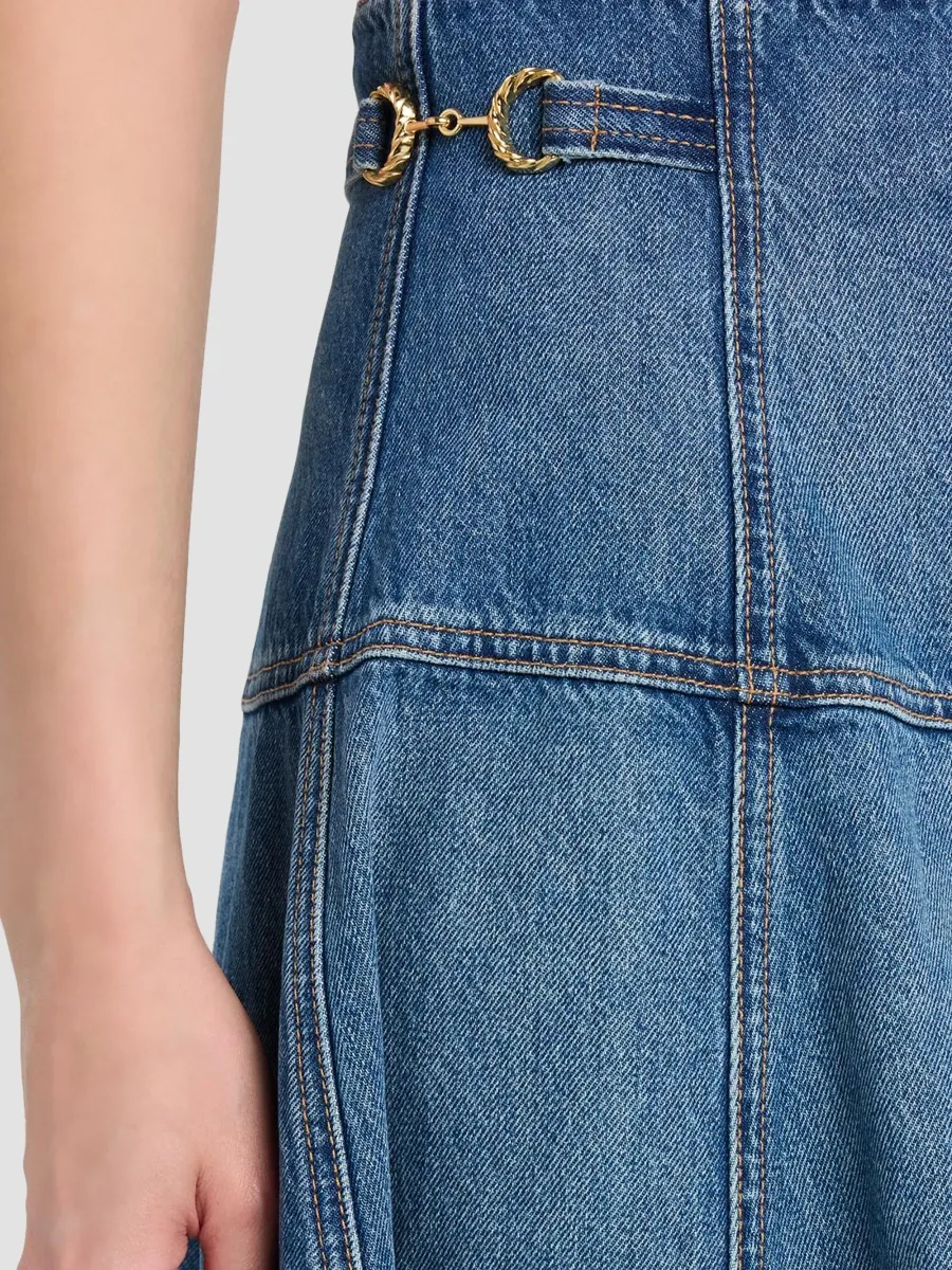 Ulla Johnson Women's Brigette Denim A-Line Midi Skirt | Thumbnail 5