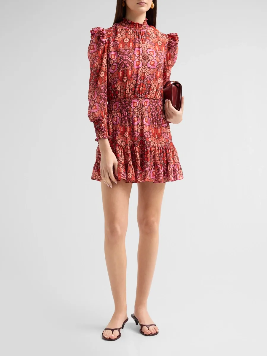 Misa Los Angeles Women's Gianna Floral Smocked Ruffled Mini Dress | Thumbnail 4 Misa Los Angeles Women's Gianna Floral Smocked Ruffled Mini Dress | Thumbnail 4