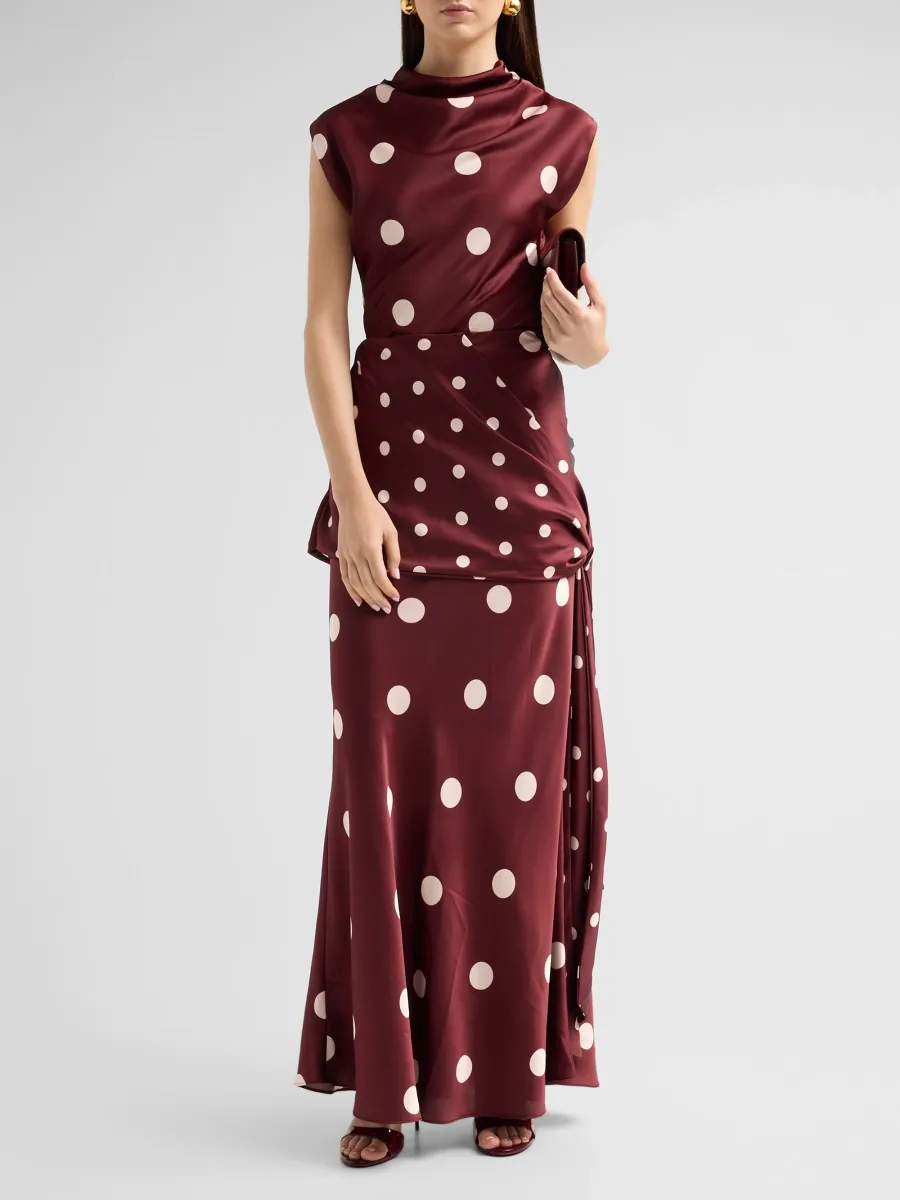 Misa Los Angeles Women's Halo Polka Dot Satin Top | Thumbnail 2