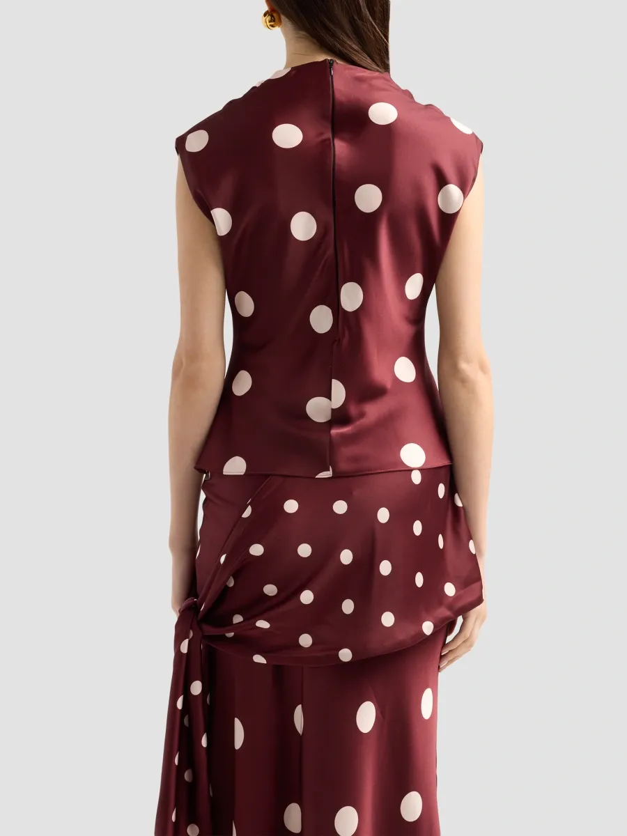 Misa Los Angeles Women's Halo Polka Dot Satin Top | Thumbnail 3