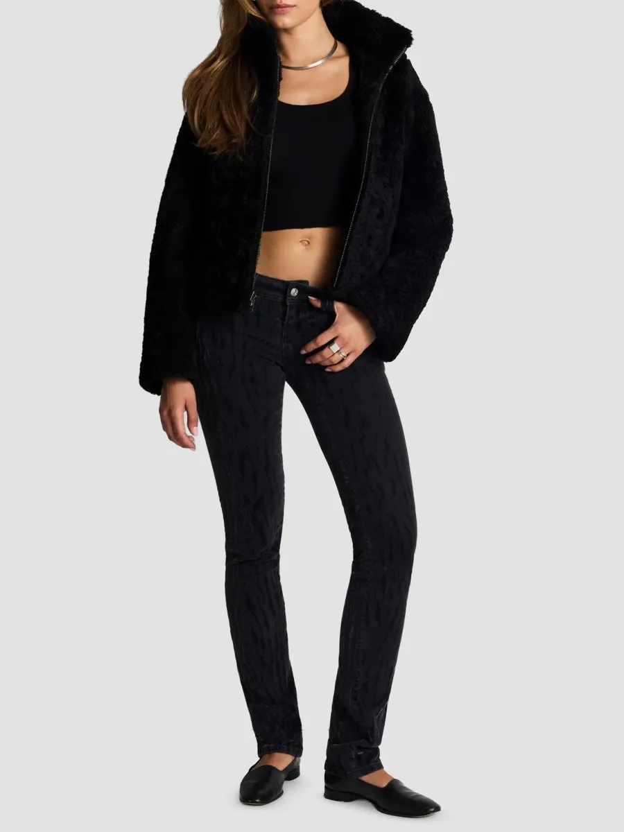 RE/DONE Women's Lean Flocked Zebra-Print Low-Rise Jeans | Thumbnail 2 RE/DONE Women's Lean Flocked Zebra-Print Low-Rise Jeans | Thumbnail 2