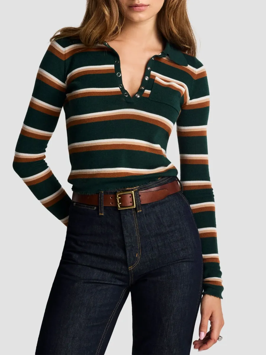 RE/DONE Women's Erin Striped Henley Top | Thumbnail 4 RE/DONE Women's Erin Striped Henley Top | Thumbnail 4