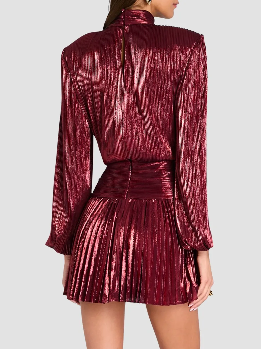Retrofête Women's Freja Crinkled Lamé Mini Dress | Thumbnail 3