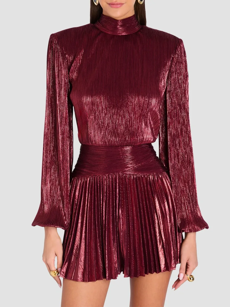 Retrofête Women's Freja Crinkled Lamé Mini Dress | Thumbnail 4