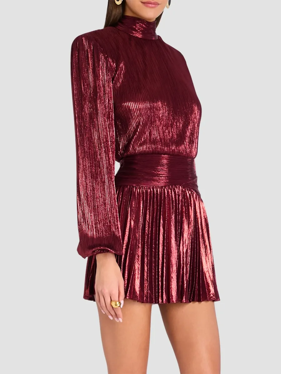 Retrofête Women's Freja Crinkled Lamé Mini Dress | Thumbnail 6