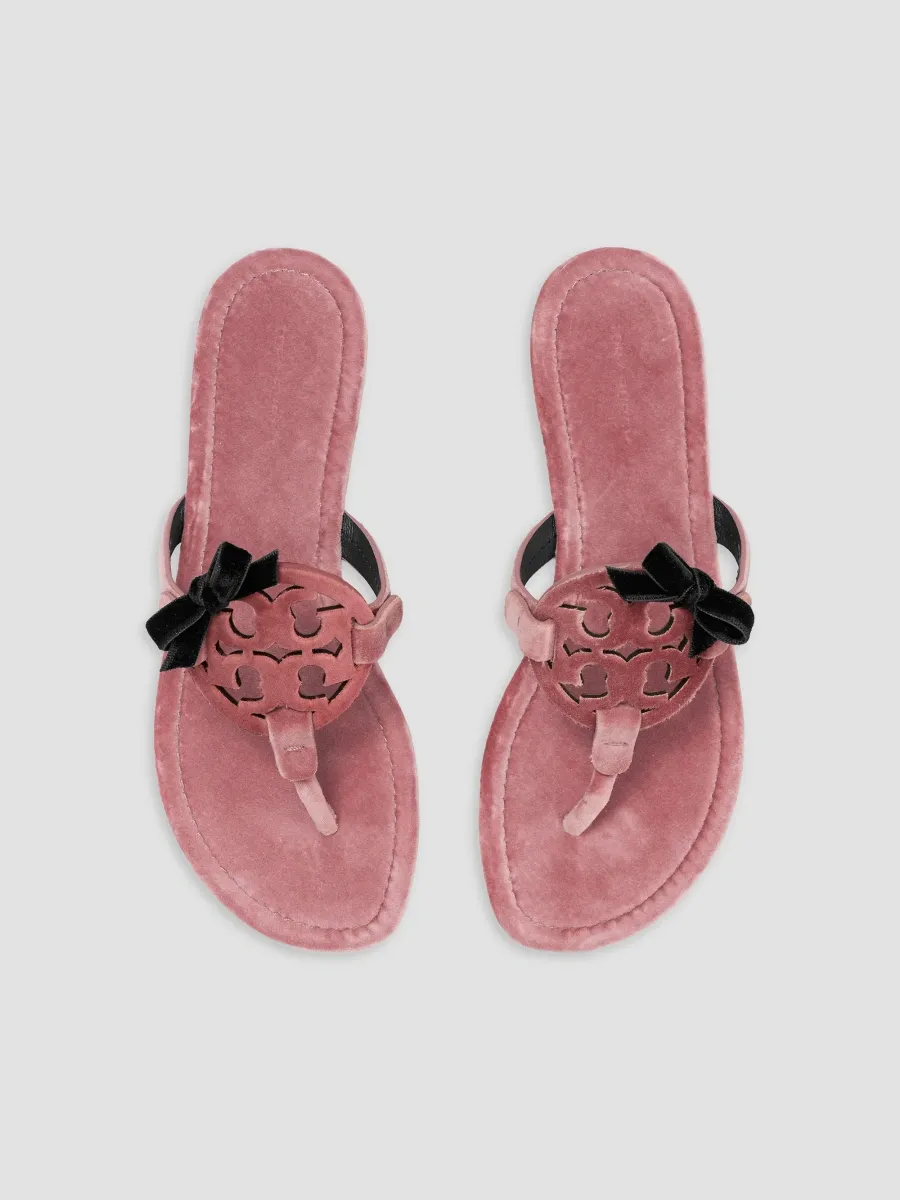 Tory Burch Women's Miller Bow Velvet Sandals | Thumbnail 3 Tory Burch Women's Miller Bow Velvet Sandals | Thumbnail 3