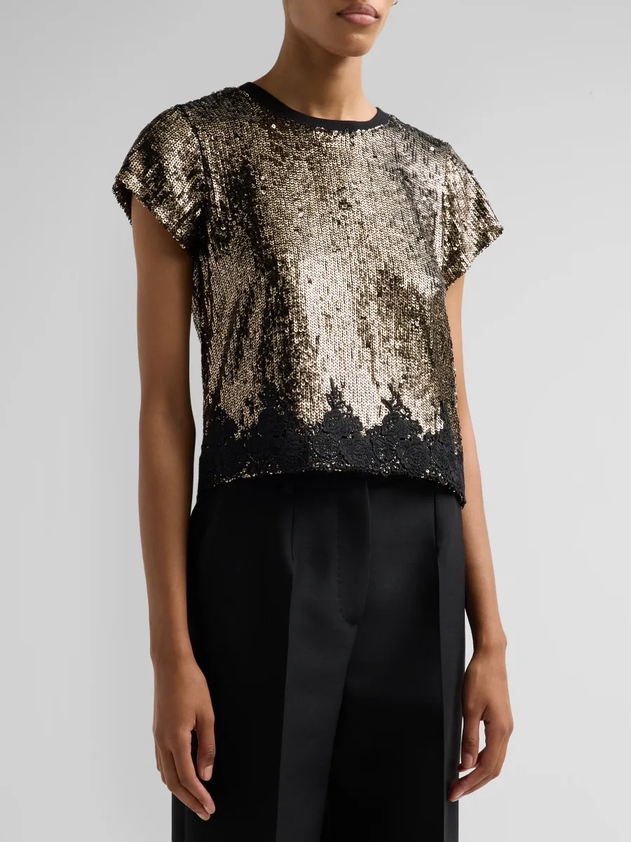 Generation Love Women's Pia Sequined Lace Crewneck Top | Thumbnail 4