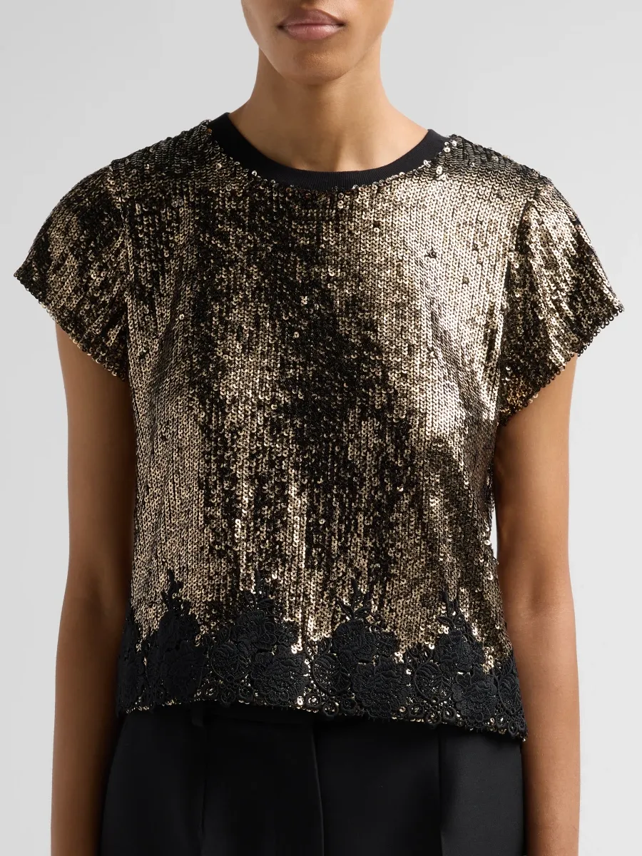 Generation Love Women's Pia Sequined Lace Crewneck Top | Thumbnail 5
