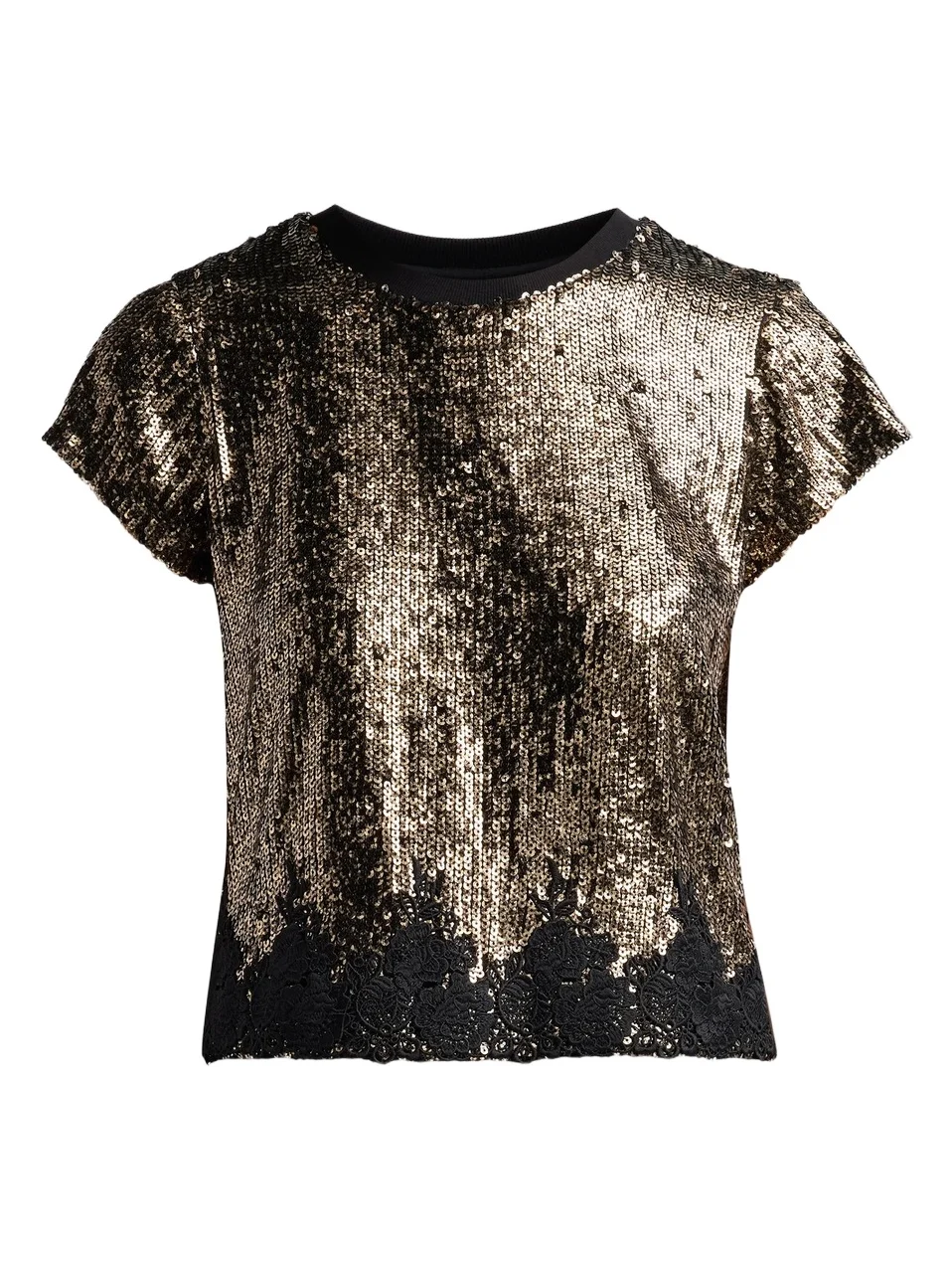 Generation Love Women's Pia Sequined Lace Crewneck Top