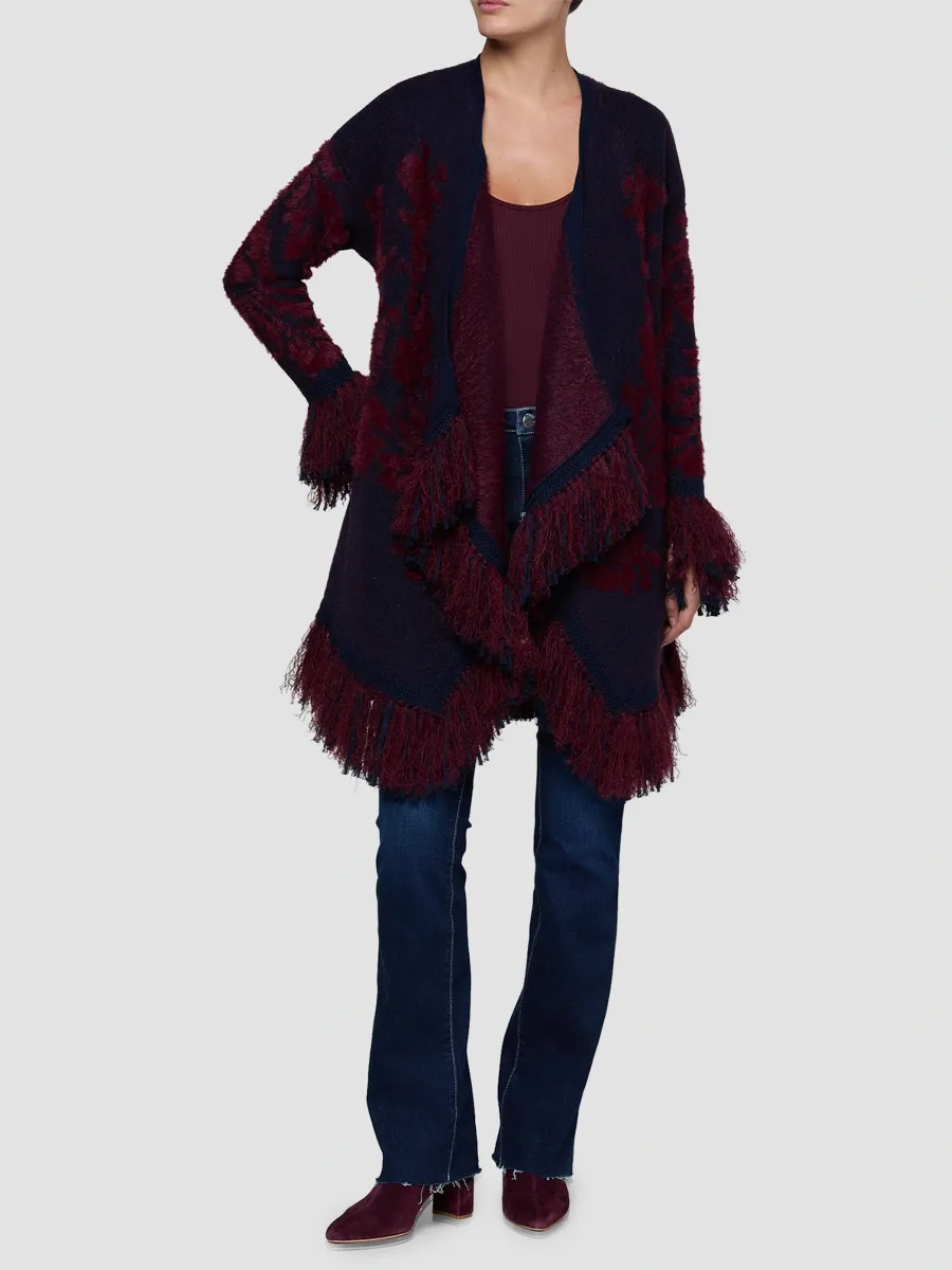 L'Agence Women's Naiad Jacquard Fringe Cardigan | Thumbnail 2 L'Agence Women's Naiad Jacquard Fringe Cardigan | Thumbnail 2