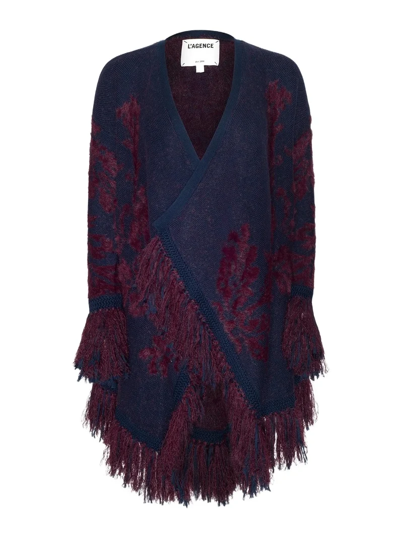 L'Agence Women's Naiad Jacquard Fringe Cardigan