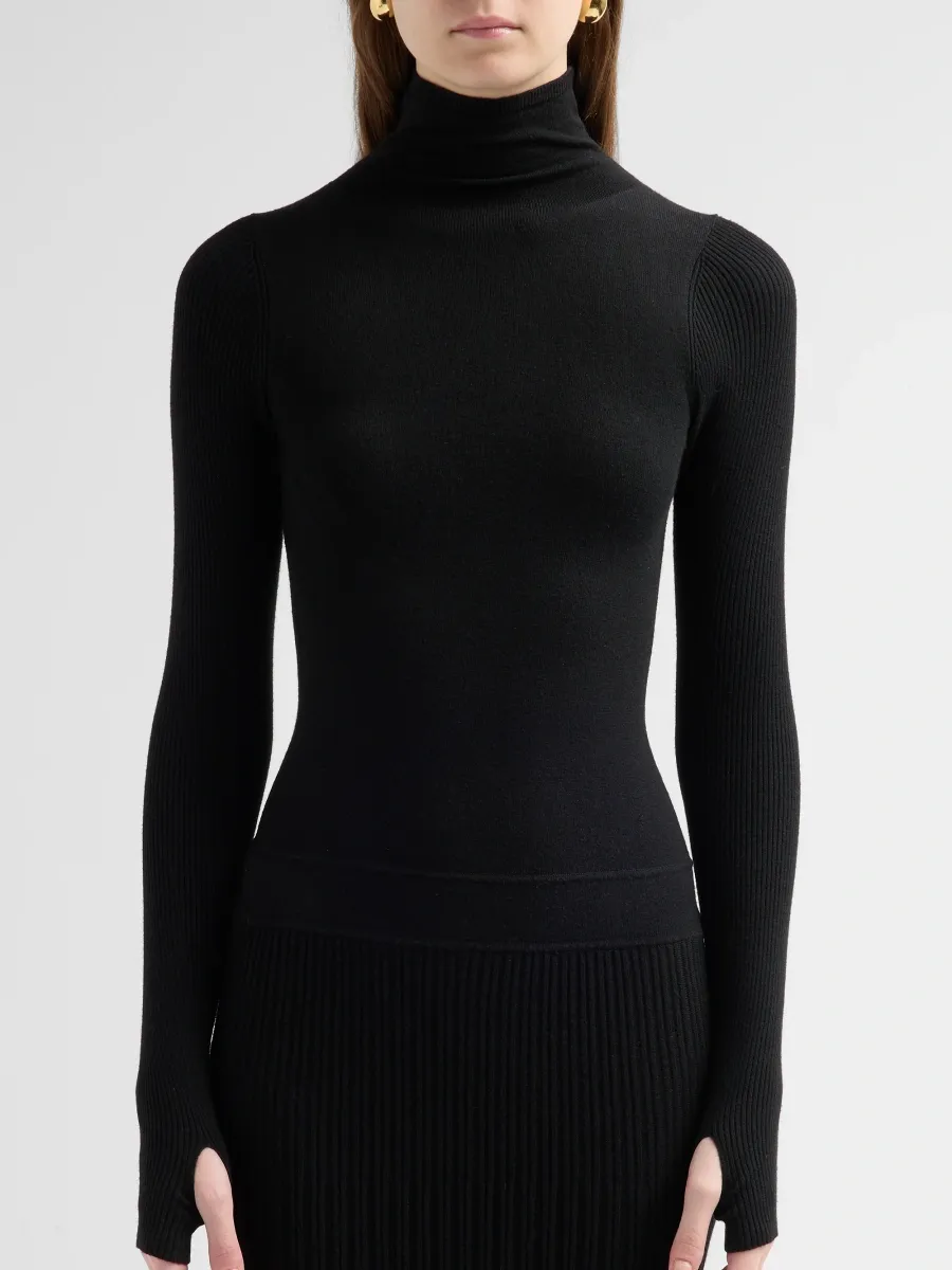 L'Agence Women's Solaire Knit Funnel-Neck Midi Dress | Thumbnail 5 L'Agence Women's Solaire Knit Funnel-Neck Midi Dress | Thumbnail 5