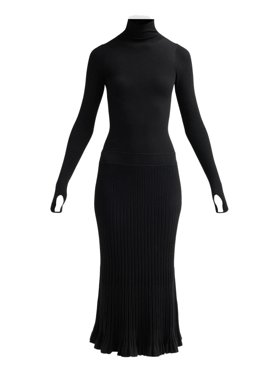 Women's Solaire Knit Funnel-Neck Midi Dress
