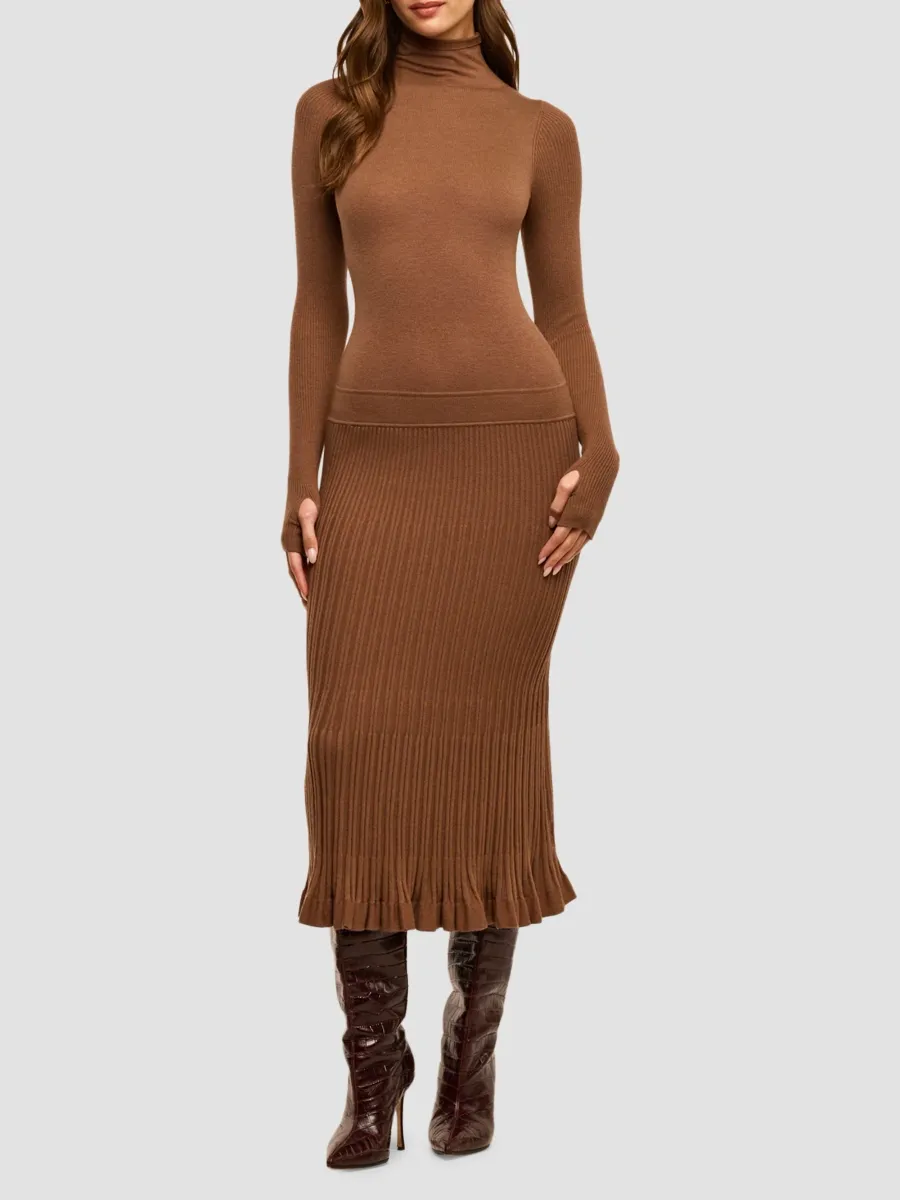 L'Agence Women's Solaire Knit Funnel-Neck Midi Dress | Thumbnail 3 L'Agence Women's Solaire Knit Funnel-Neck Midi Dress | Thumbnail 3
