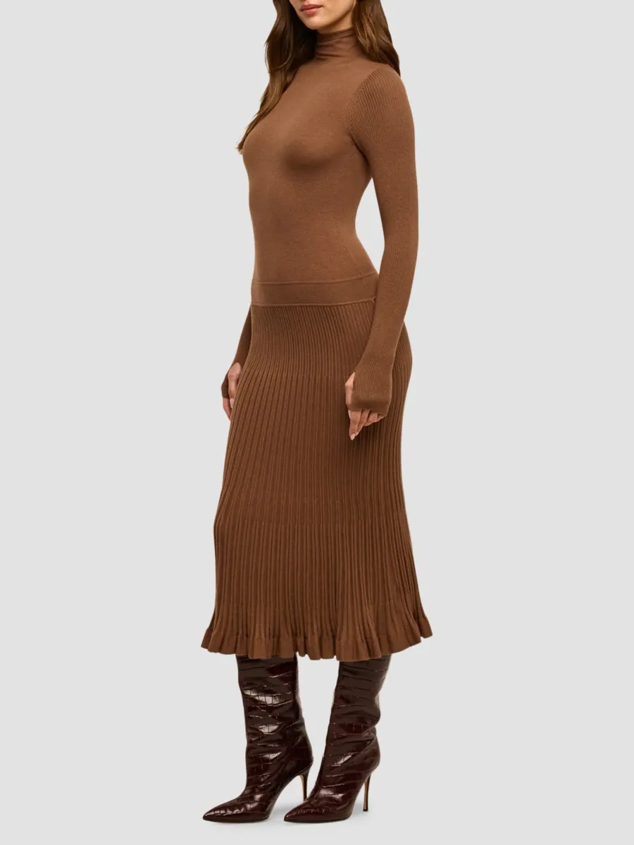 L'Agence Women's Solaire Knit Funnel-Neck Midi Dress | Thumbnail 5 L'Agence Women's Solaire Knit Funnel-Neck Midi Dress | Thumbnail 5