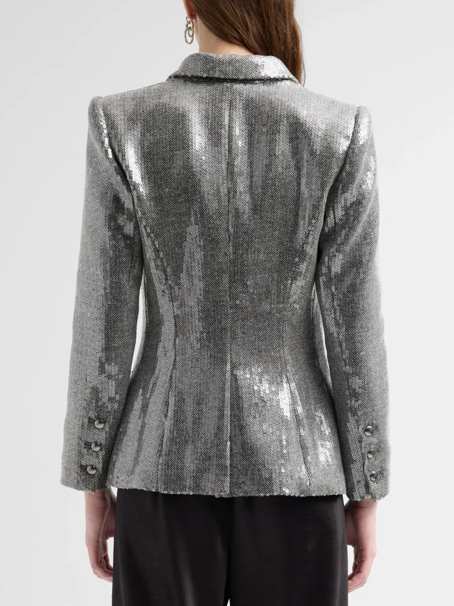 L'Agence Women's Kyomi Sequined Double-Breasted Blazer | Thumbnail 3 L'Agence Women's Kyomi Sequined Double-Breasted Blazer | Thumbnail 3