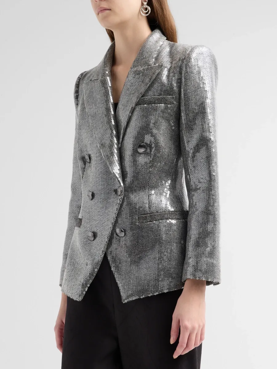 L'Agence Women's Kyomi Sequined Double-Breasted Blazer | Thumbnail 4 L'Agence Women's Kyomi Sequined Double-Breasted Blazer | Thumbnail 4