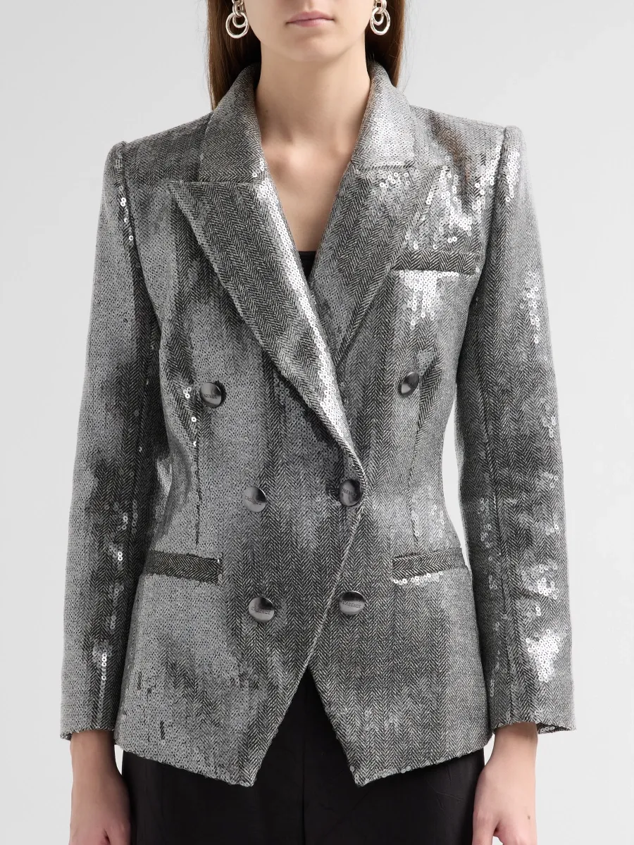 L'Agence Women's Kyomi Sequined Double-Breasted Blazer | Thumbnail 5 L'Agence Women's Kyomi Sequined Double-Breasted Blazer | Thumbnail 5