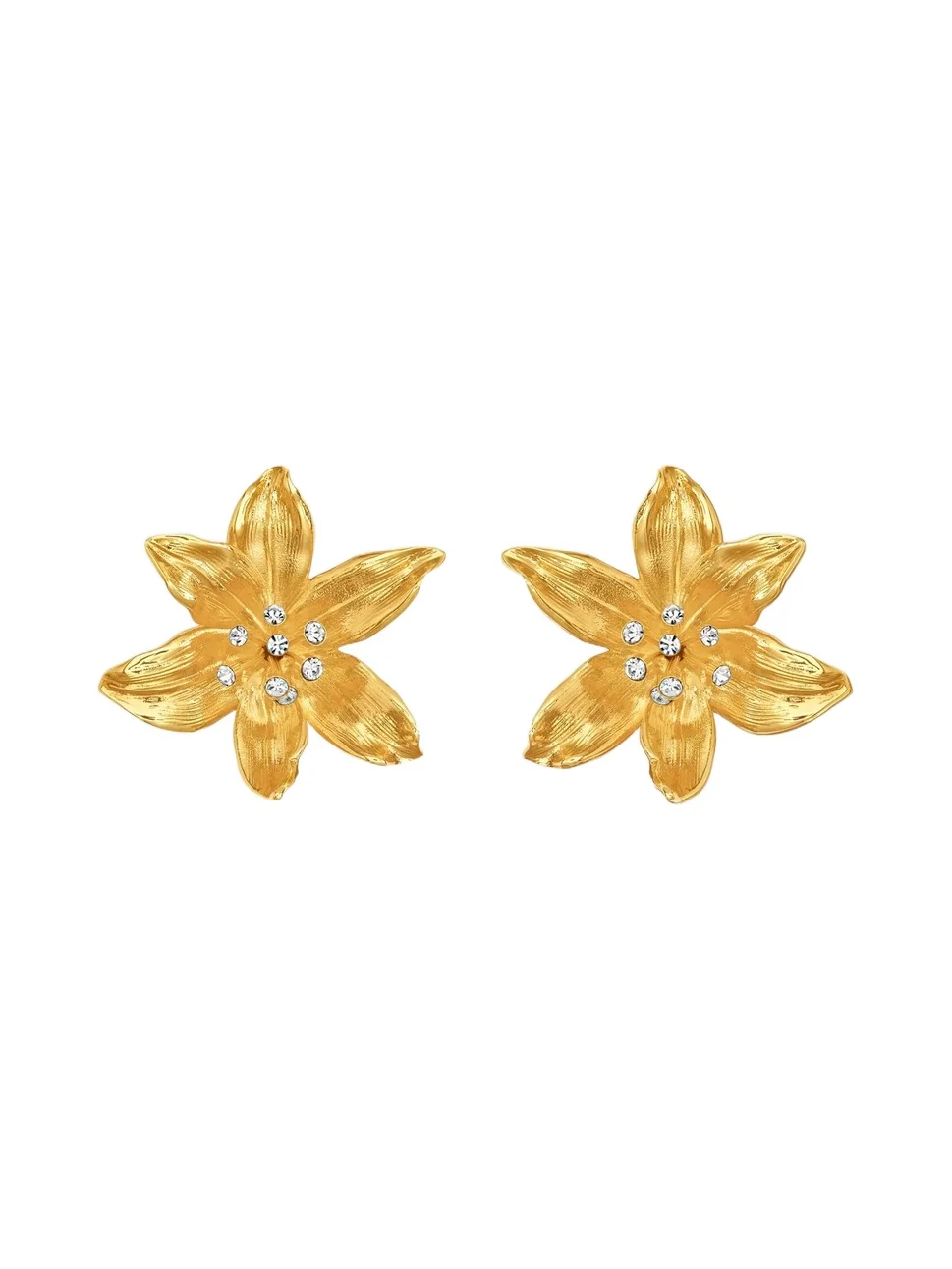 Oscar de la Renta Women's 24K-Gold-Plated & Glass Crystal Lily Clip-On Stud Earrings