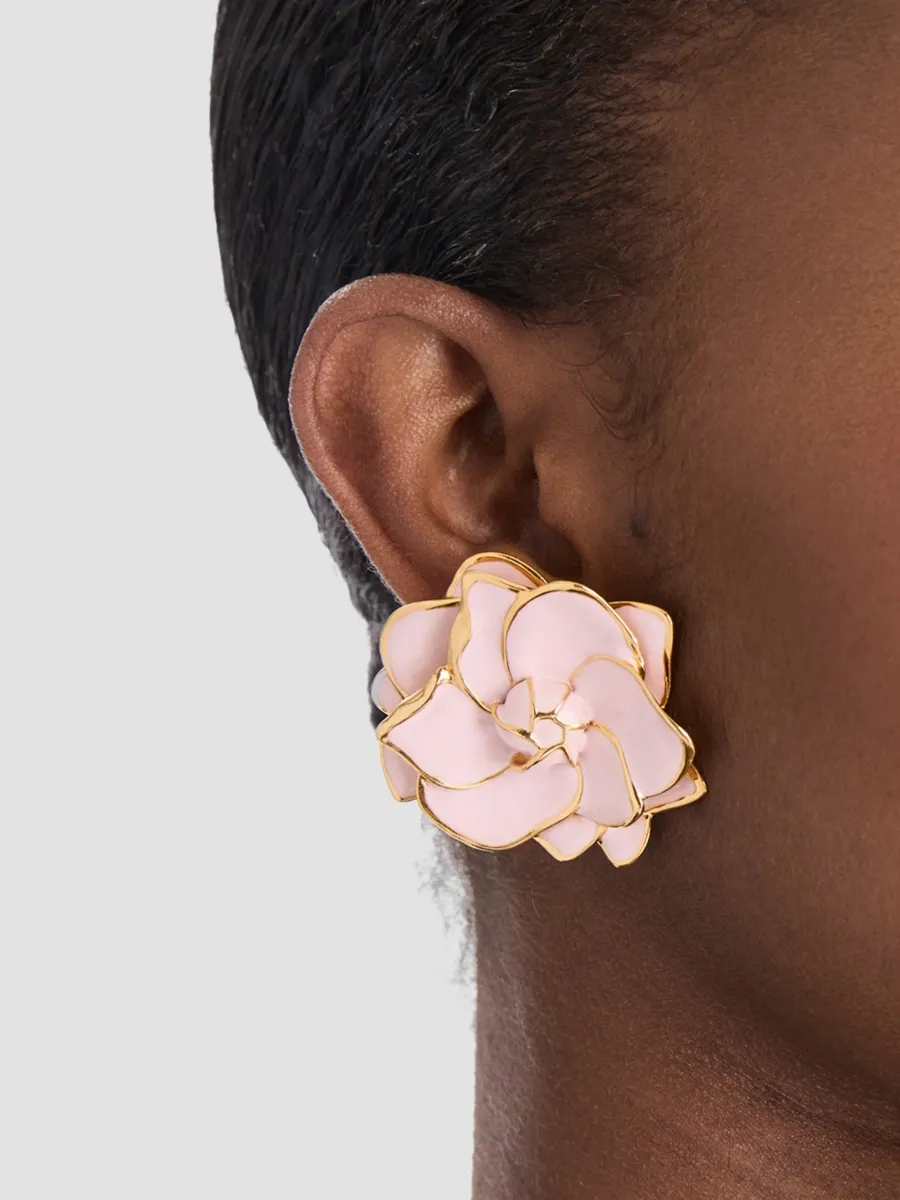 Oscar de la Renta Women's 24K-Gold-Plated & Enamel Gardenia Clip-On Stud Earrings | Thumbnail 2 Oscar de la Renta Women's 24K-Gold-Plated & Enamel Gardenia Clip-On Stud Earrings | Thumbnail 2