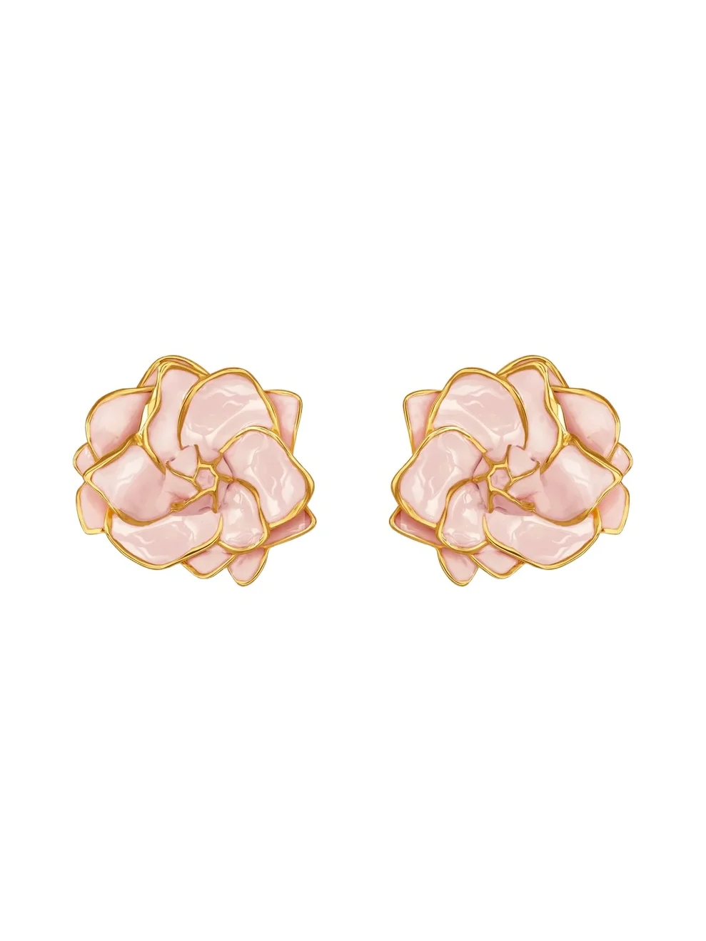 Oscar de la Renta Women's 24K-Gold-Plated & Enamel Gardenia Clip-On Stud Earrings