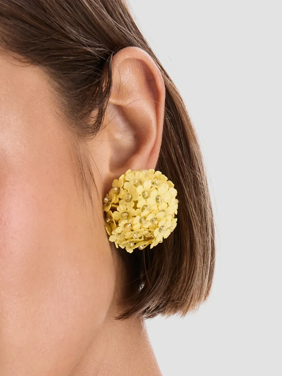 Oscar de la Renta Women's 24K-Gold-Plated & Mixed-Media Flower Pom-Pom Clip-On Stud Earrings | Thumbnail 2 Oscar de la Renta Women's 24K-Gold-Plated & Mixed-Media Flower Pom-Pom Clip-On Stud Earrings | Thumbnail 2