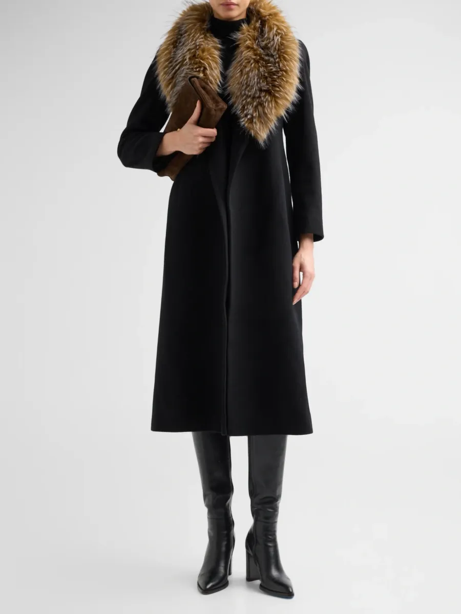 Fleurette Women's Phoenix Wool Faux Fur-Trimmed Wrap Coat | Thumbnail 2 Fleurette Women's Phoenix Wool Faux Fur-Trimmed Wrap Coat | Thumbnail 2