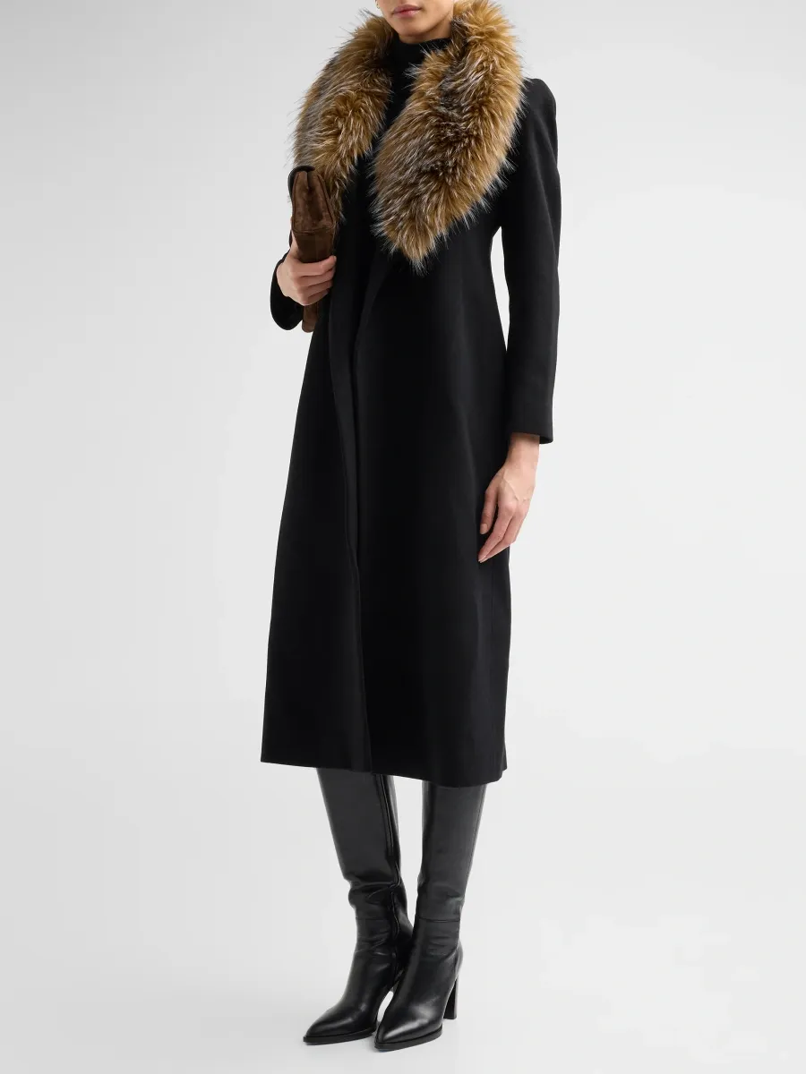 Fleurette Women's Phoenix Wool Faux Fur-Trimmed Wrap Coat | Thumbnail 4 Fleurette Women's Phoenix Wool Faux Fur-Trimmed Wrap Coat | Thumbnail 4