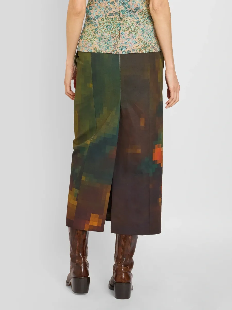 Dries Van Noten Women's Sentista Pixelated Floral Cotton Midi Skirt | Thumbnail 3 Dries Van Noten Women's Sentista Pixelated Floral Cotton Midi Skirt | Thumbnail 3