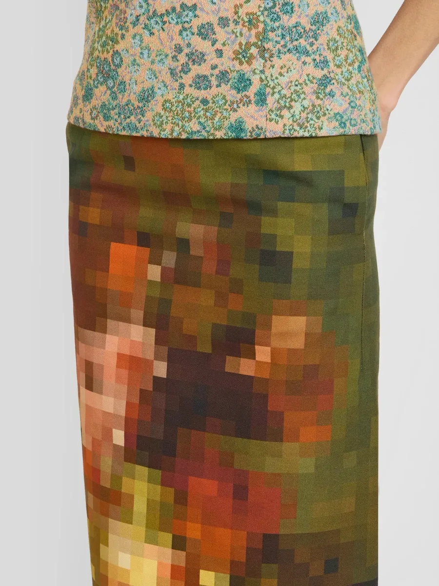 Dries Van Noten Women's Sentista Pixelated Floral Cotton Midi Skirt | Thumbnail 5 Dries Van Noten Women's Sentista Pixelated Floral Cotton Midi Skirt | Thumbnail 5