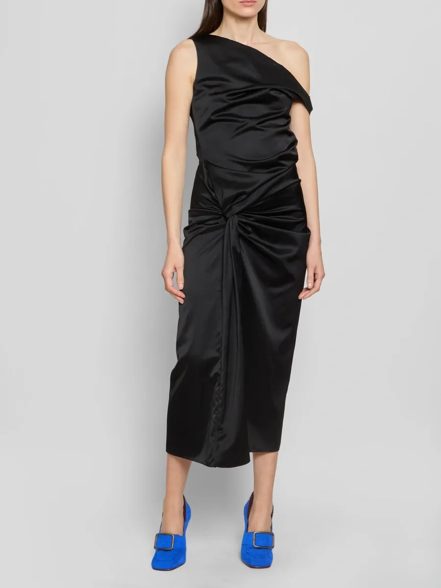 Dries Van Noten Women's Dumas Gathered One-Shoulder Midi Dress | Thumbnail 2