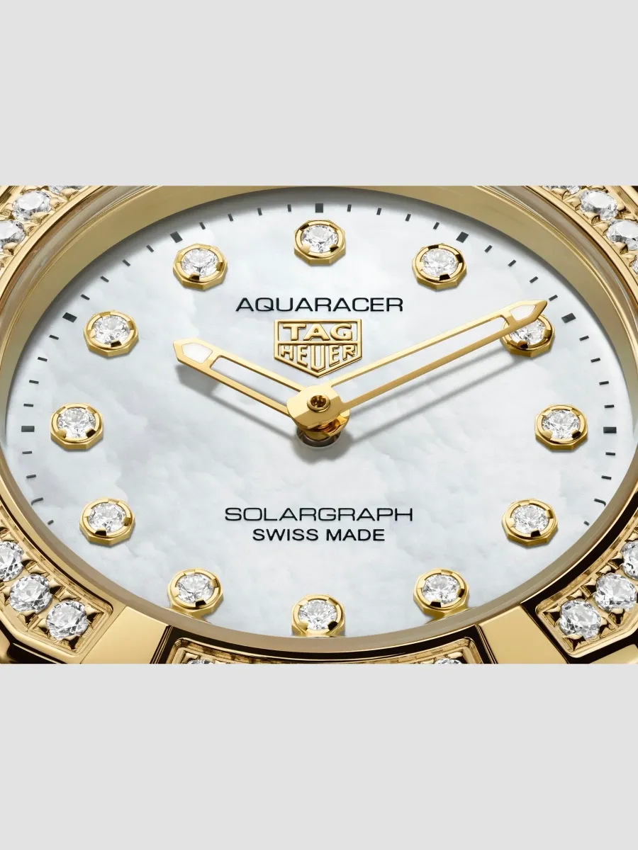 TAG Heuer Women's Aquaracer Professional 100 Solargraph Stainless Steel, 18K-Gold-Plated, 0.37 TCW Diamond, & Mother-Of-Pearl Bracelet Watch/28MM | Thumbnail 6