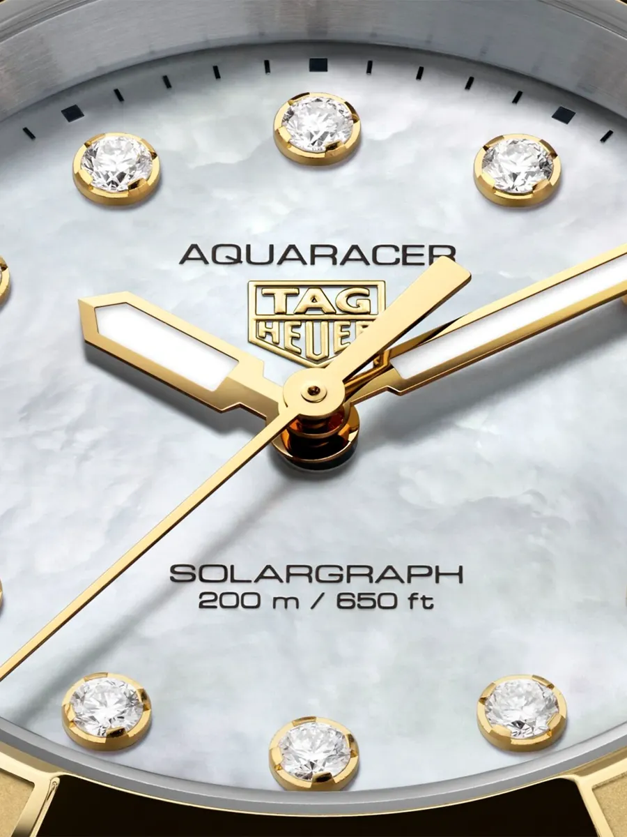 TAG Heuer Women's Aquaracer Professional 200 Solargraph Stainless Steel, 18K-Gold-Plated, 0.15 TCW Diamond, & Mother-Of-Pearl Bracelet Watch/34MM | Thumbnail 7 TAG Heuer Women's Aquaracer Professional 200 Solargraph Stainless Steel, 18K-Gold-Plated, 0.15 TCW Diamond, & Mother-Of-Pearl Bracelet Watch/34MM | Thumbnail 7