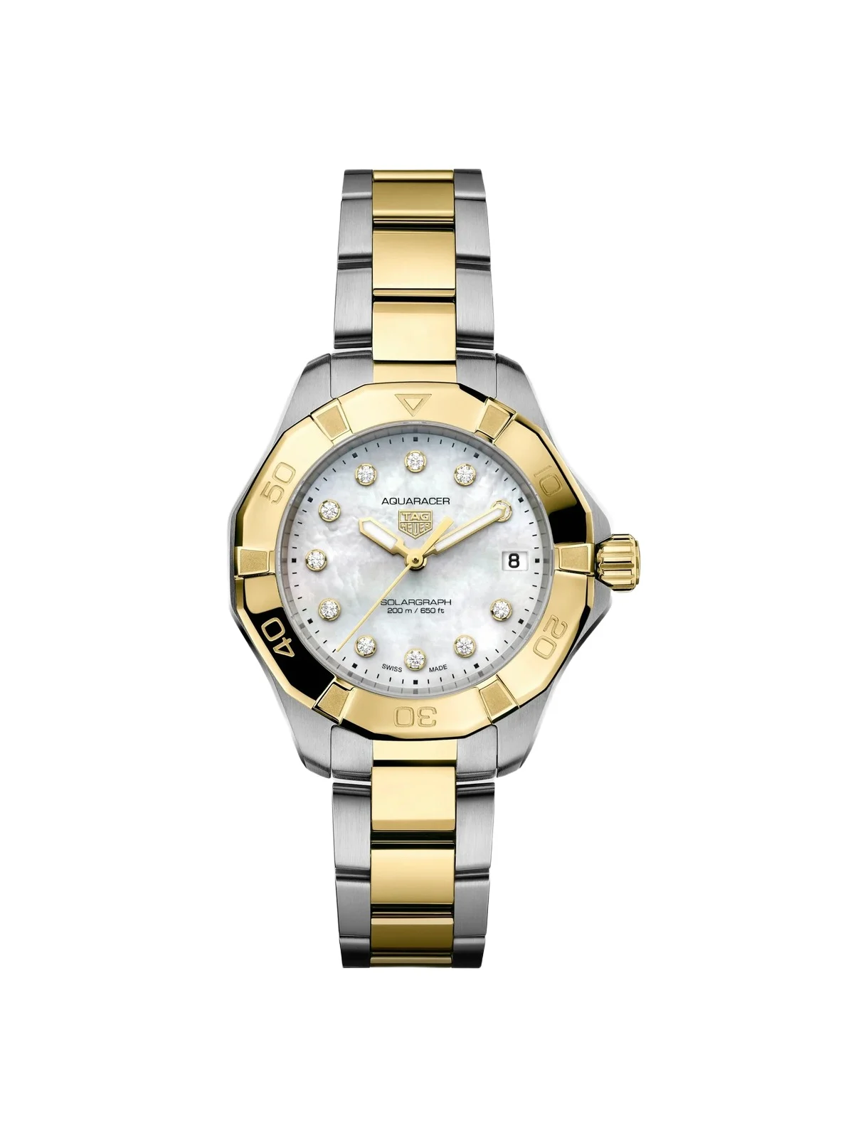Women's Aquaracer Professional 200 Solargraph Stainless Steel, 18K-Gold-Plated, 0.15 TCW Diamond, & Mother-Of-Pearl Bracelet Watch/34MM Women's Aquaracer Professional 200 Solargraph Stainless Steel, 18K-Gold-Plated, 0.15 TCW Diamond, & Mother-Of-Pearl Bracelet Watch/34MM