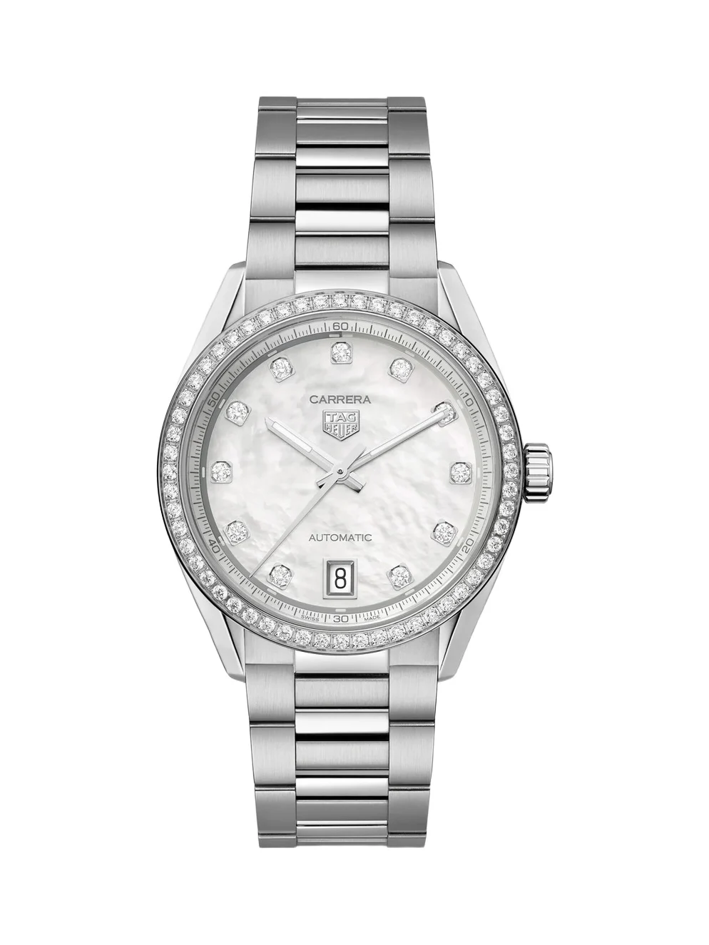 TAG Heuer Women's Carrera Stainless Steel, Mother-Of-Pearl & 0.88 TCW Diamond Bracelet Watch/36MM