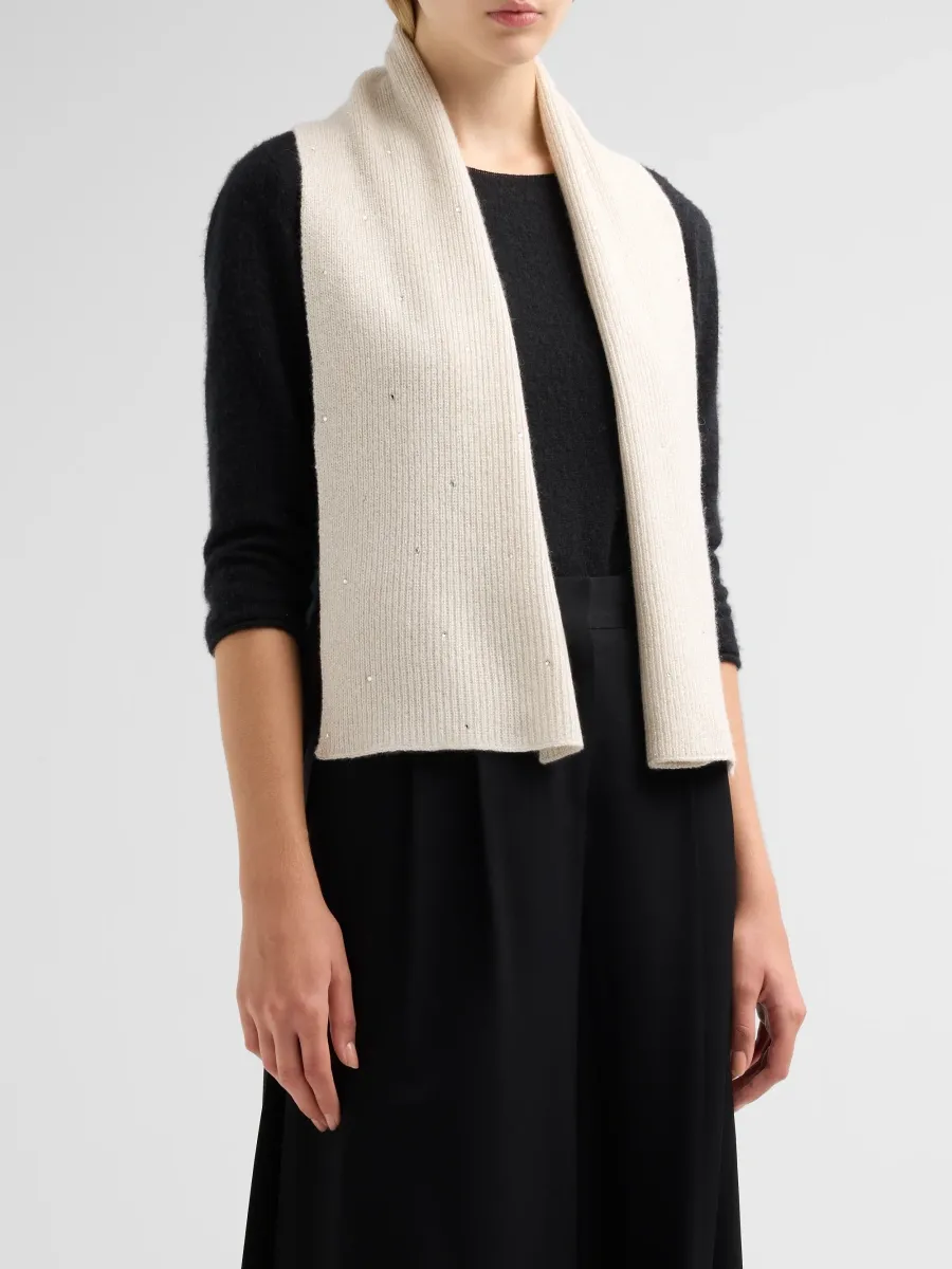 Carolyn Rowan Collection Women's Crystal-Embellished Cashmere-Blend Rib-Knit Scarf | Thumbnail 3