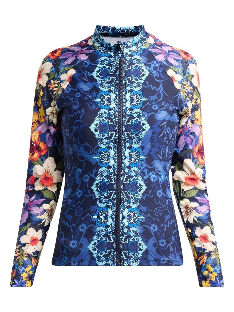 Johnny Was Women's Imogen Night Zip-Up Surf Shirt