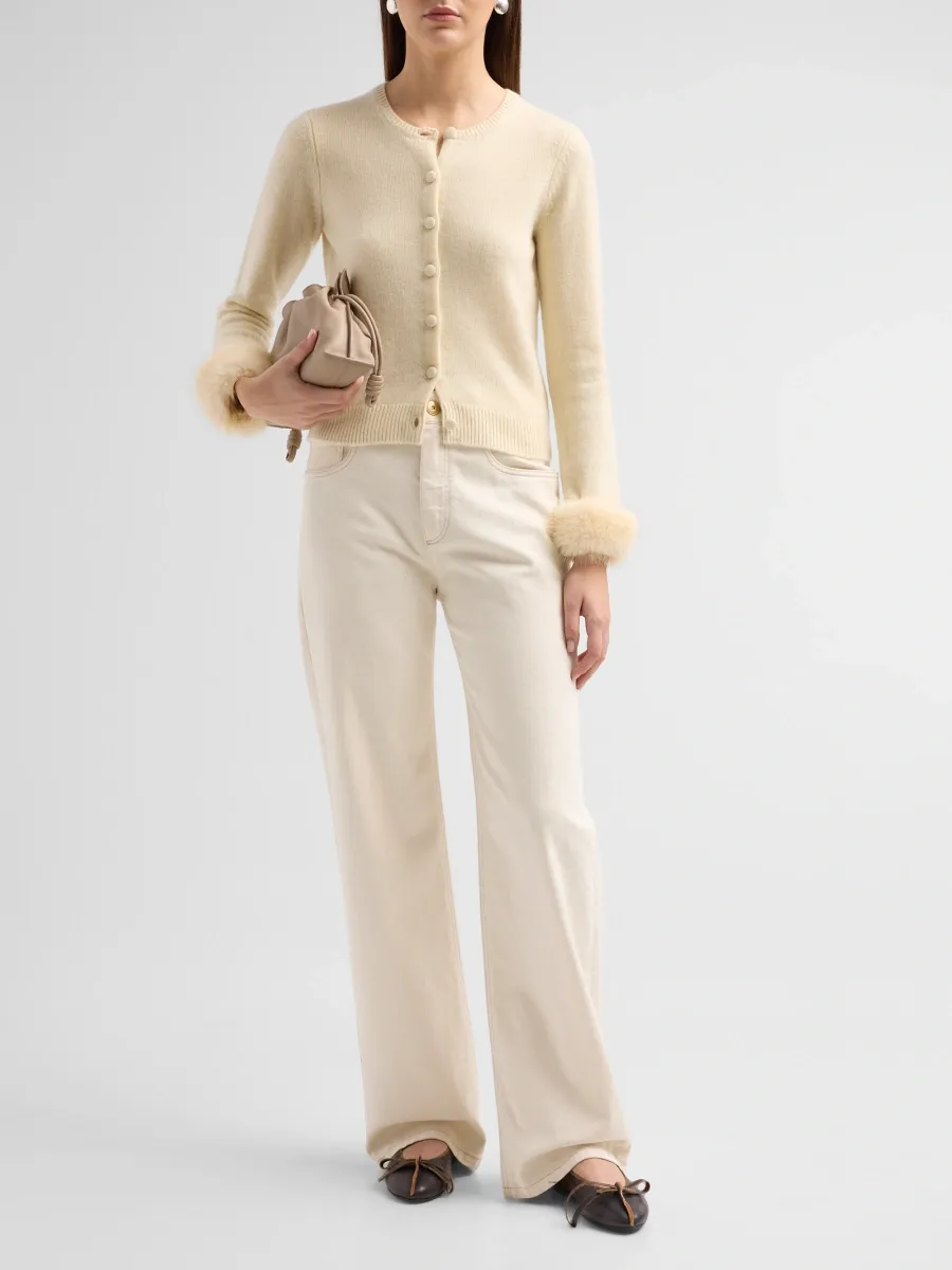 DÔEN Women's Clara Faux-Fur-Trimmed Cashmere Cardigan | Thumbnail 2 DÔEN Women's Clara Faux-Fur-Trimmed Cashmere Cardigan | Thumbnail 2