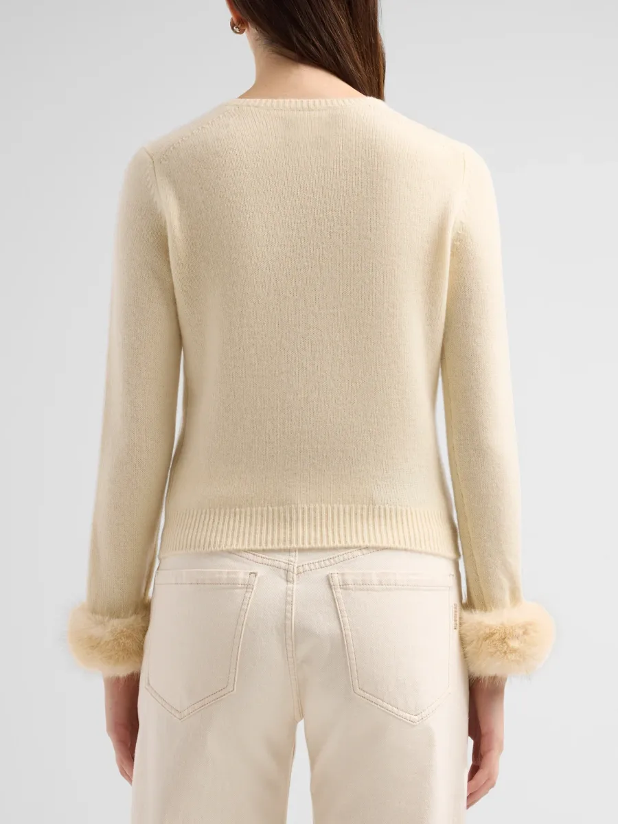 DÔEN Women's Clara Faux-Fur-Trimmed Cashmere Cardigan | Thumbnail 3 DÔEN Women's Clara Faux-Fur-Trimmed Cashmere Cardigan | Thumbnail 3